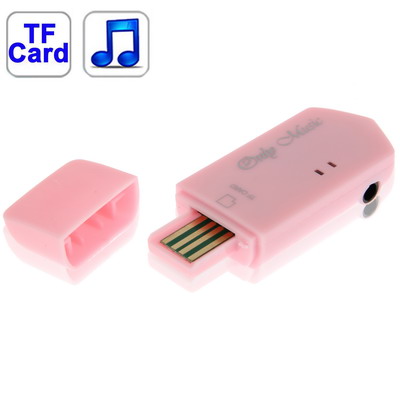 Direct Plug USB Flash Disk Style TF (Micro SD) Card Slot MP3 Player (Pink)